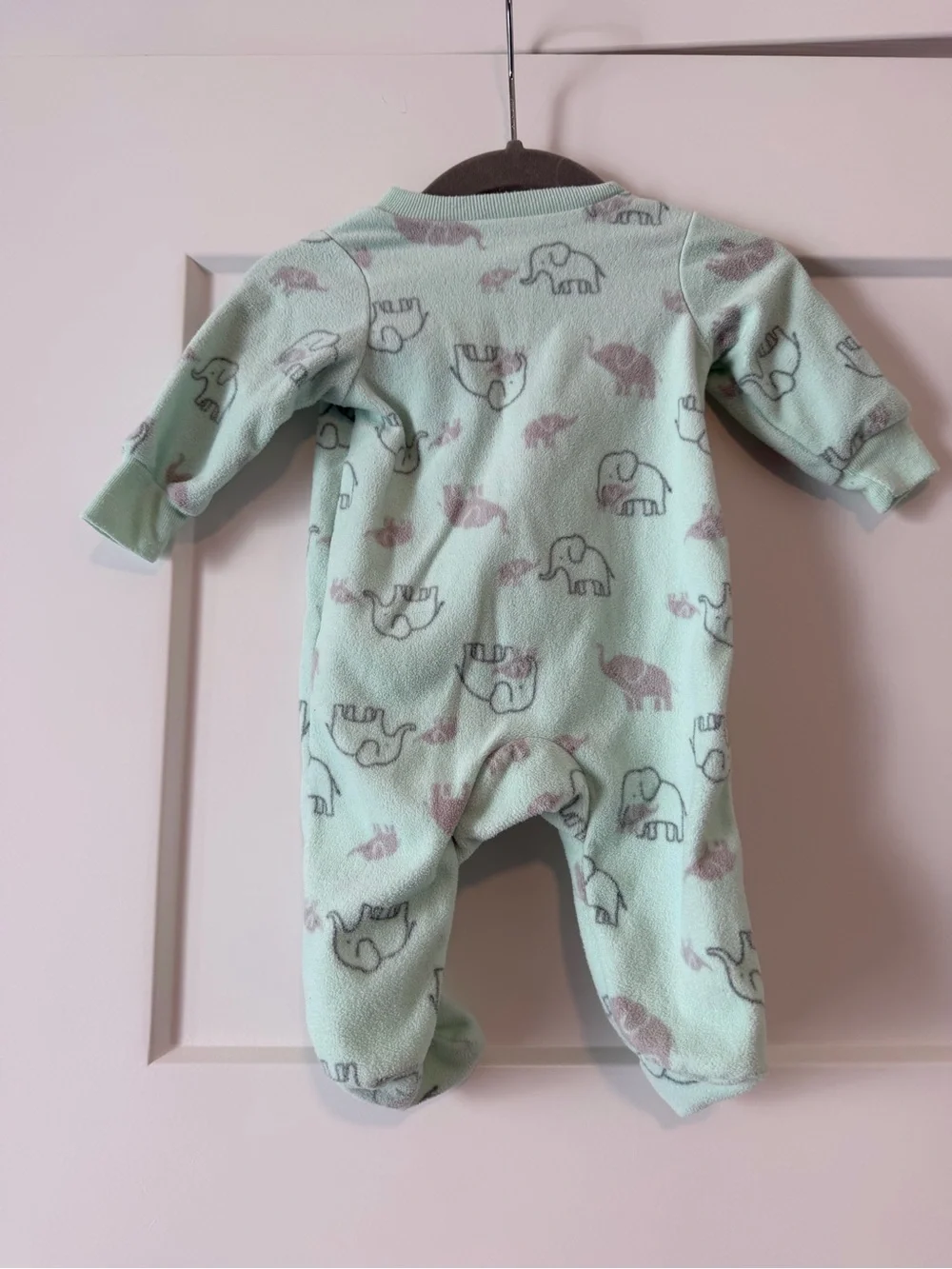 Simple Joys by Carters Mint Elephant Print Fleece Footed One-Piece for Kids